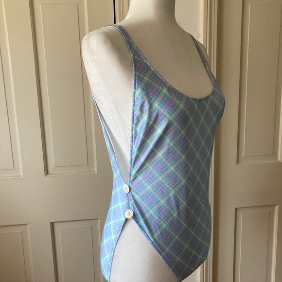 Bathing Suit w Two Button Accent Mid 1980's - Picture 1 of 13